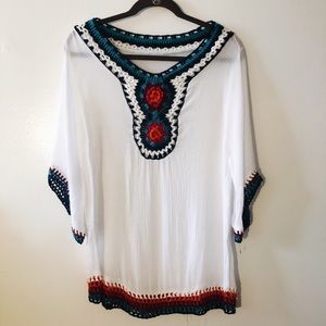 Embroidered white beach dress